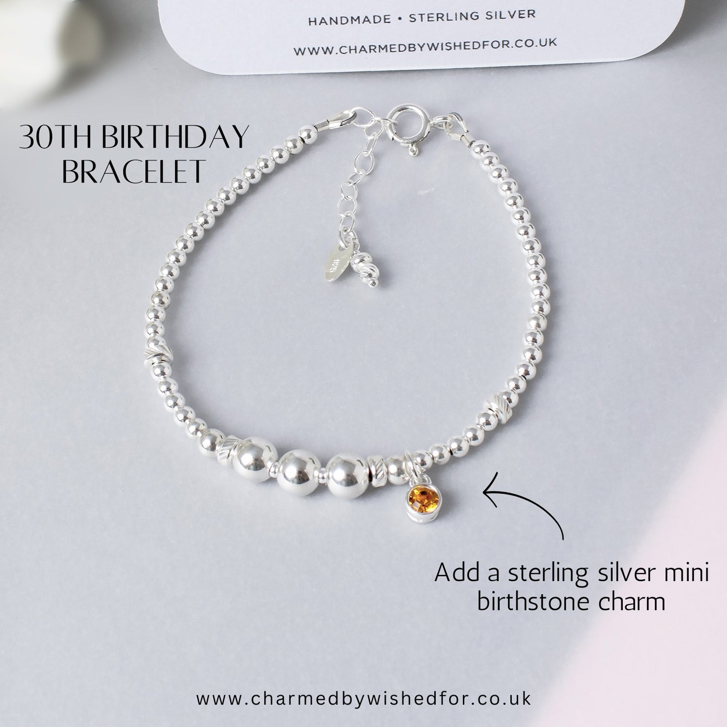 30th Birthday Sterling Silver Bead Bracelet | BEATRICE