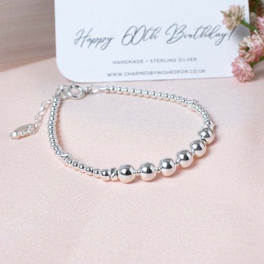 60th Birthday Sterling Silver Bead Bracelet | BEATRICE