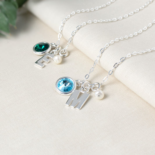 EMMA Personalised Birthstone Necklace in Sterling Silver