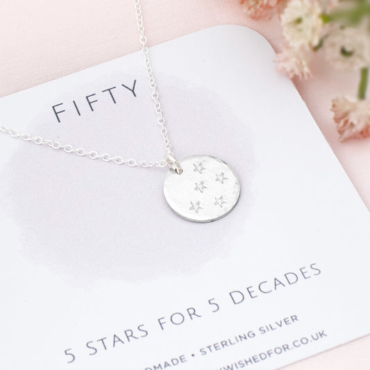 50th Birthday Stars Necklace in Sterling Silver