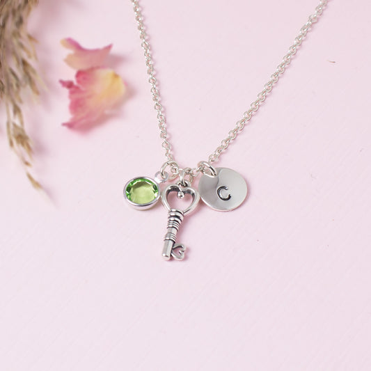 Key Necklace Personalised Sterling Silver